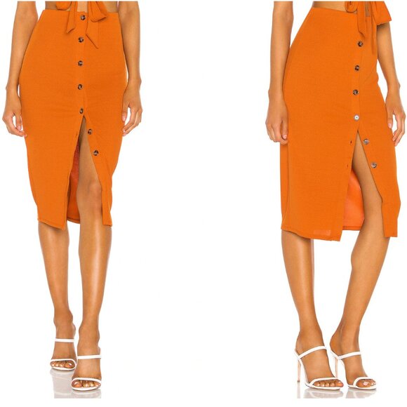 Privacy Please | Augusta Pencil Skirt in Orange - S - Picture 2 of 6